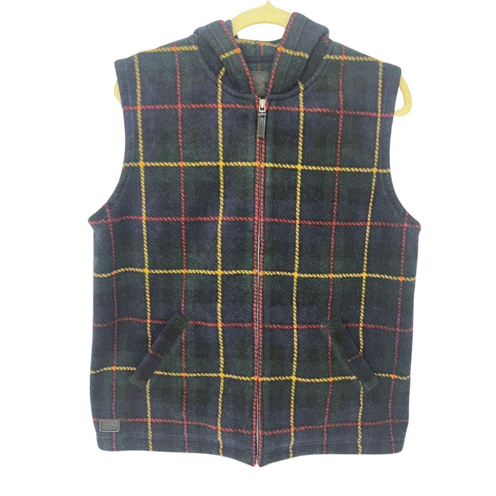 Vintage Ralph Lauren Plaid Fleece Hooded  Vest Original Ski Outfitters Women's L